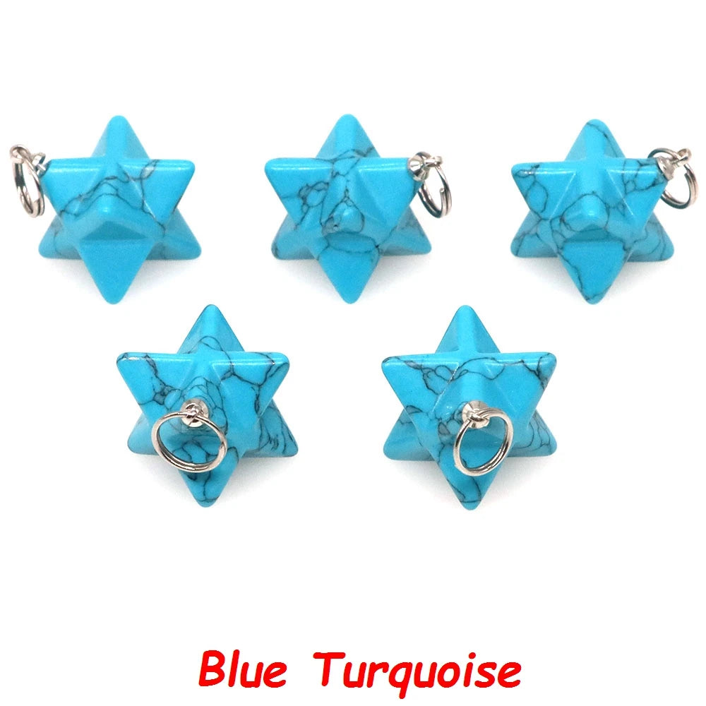 13mm Merkaba Star Pendant Natural Hexagram Stone Necklace Reiki Healing Crystal Wiccan Energy Gemston For DIY Jewelry Home Decor