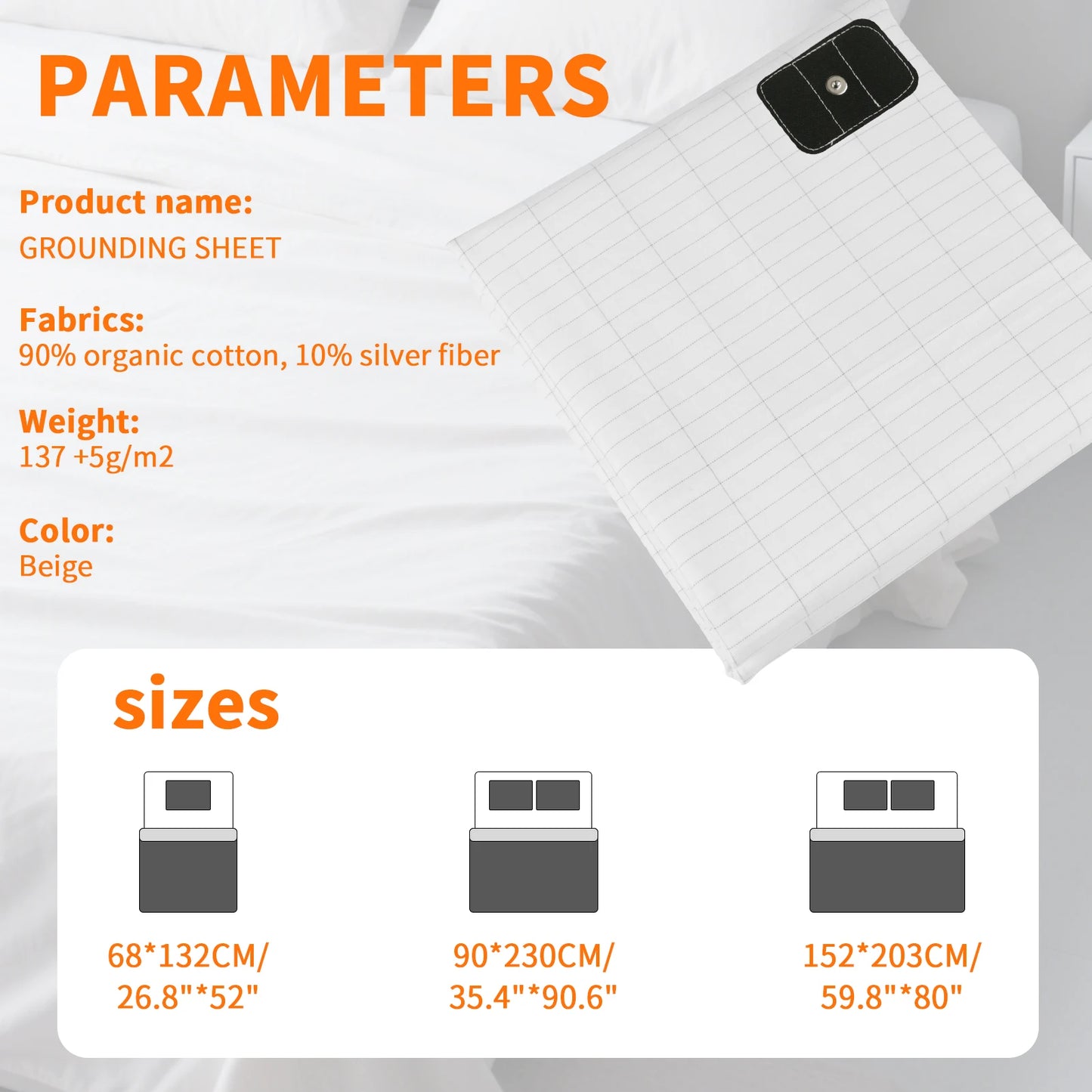 Grounding Bed Sheet Anti-static Grounding Sheet Conductive 95% Cotton and 5% Soft Silver Fiber Flat Sheets Sleep Bed Mat