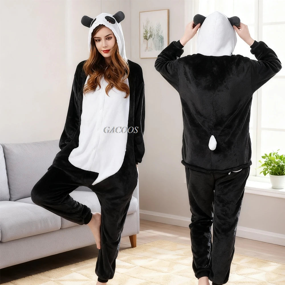 New Children Kigurumi Onesie Boys Girls Flannel Sleepwear Unisex Cypabara Cartoon Pajamas Winter Warm Flannel Hooded Jumspuits