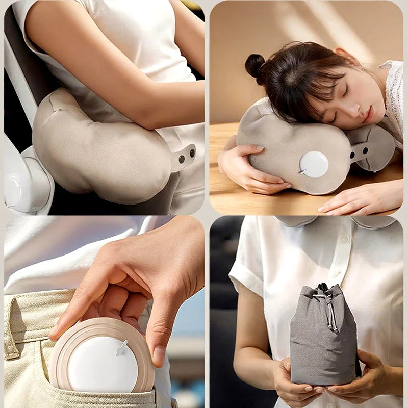 Travel Pillow Inflatable U-Shape Neck Pillow Portable Cervical Orthopedic Protection Airplane Neck Pillows Travel Essentials