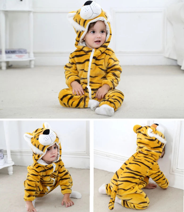 Autumn Winter Cartoon Style Winter Long Sleeve Baby Boys Girls Rompers Toddler Kids Playsuit Jumpsuits Baby Clothes Child Onesie