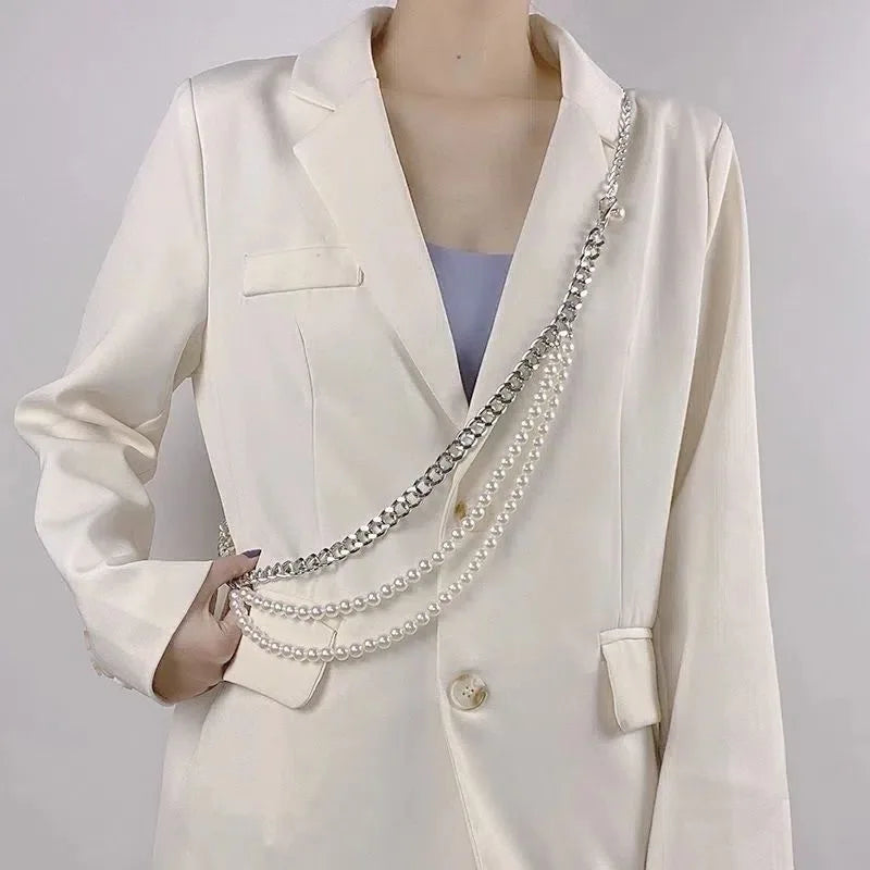 Multilayer Pearl Waist Chain for Women's Fashion Retro Character Playing Body Accessories Sexy Party Accessorie Gift
