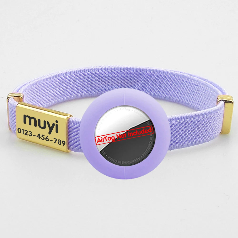 Cute Breakaway Cat Collar with Customized Name Tag Elastic GPS Tracker Kitten Collar with Air Tag Holder Adjustable Pets Collars
