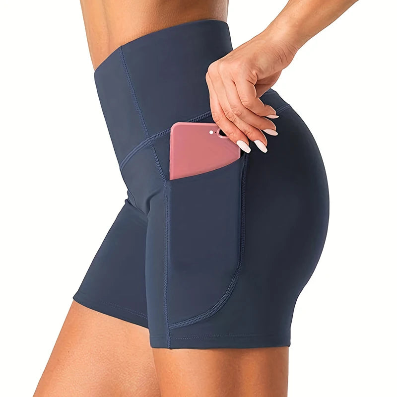 High Waist Push Up Fitness Sports Shorts Women 2026 Summer Quick Drying Pocket Cycling Shorts Woman Solid Tights Yoga Shorts
