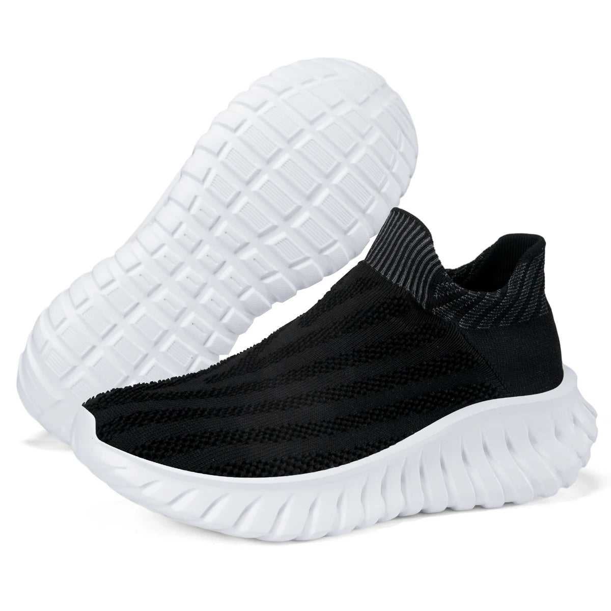 Men's Slip On Casual Sport Shoes Comfortable Knitted Fabric Non-Slip EVA Sole Soft Walking Shoes Women's Sneakers Unsiex Loafers