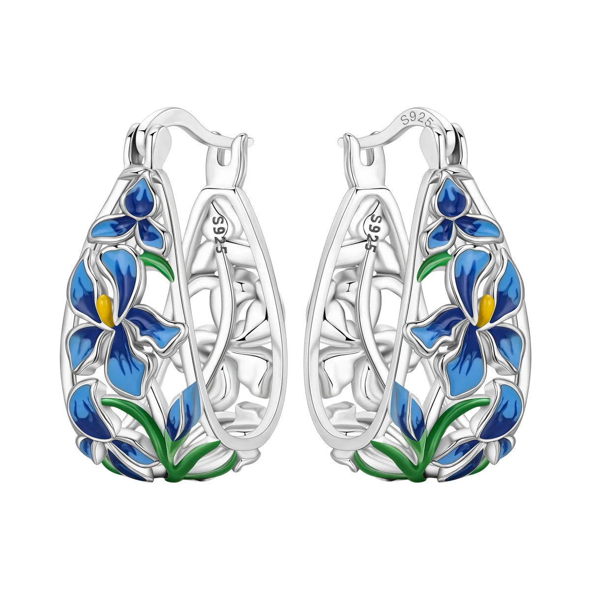 925 Sterling Silver Needle Iris Flower Hoop Earrings for Women Original Elegant Versatile Jewelry Birthday Party Fine Gift 2026