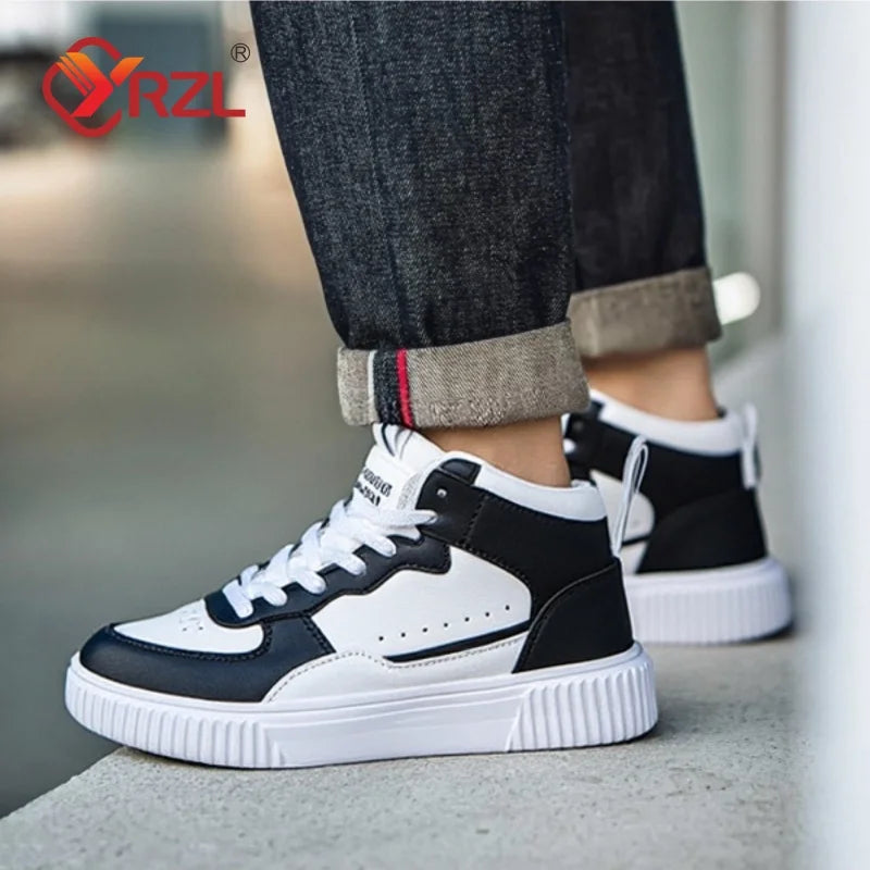 YRZL Casual Shoes for Men Sneakers Breathable PU Leather White Shoes Unisex Comfortable Walking Sport Shoes for Man