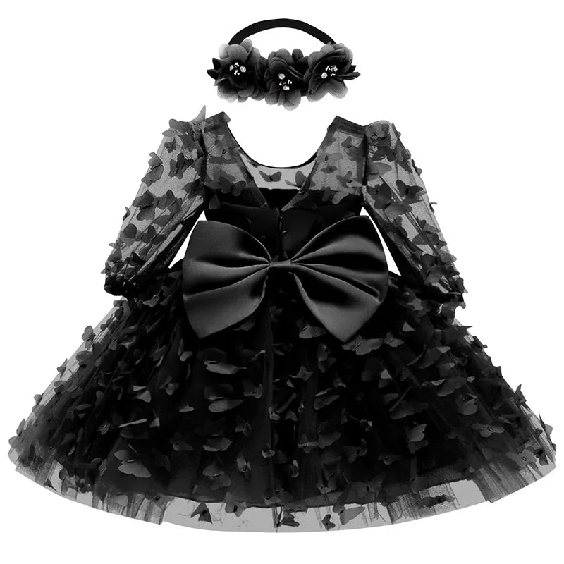 2025 New 3-24 Months Newborn Dress Flowers Mesh Fashion Party Little Princess Baby Dress Christmas Birthday Gift Kids Clothes