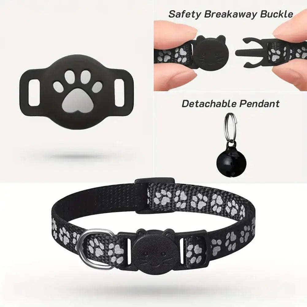 GPS Cat Collar with Reflective Strap, Mini Real Time Pet Location Device, Waterproof Anti Lost Finder for Outdoor Kitten S7X8