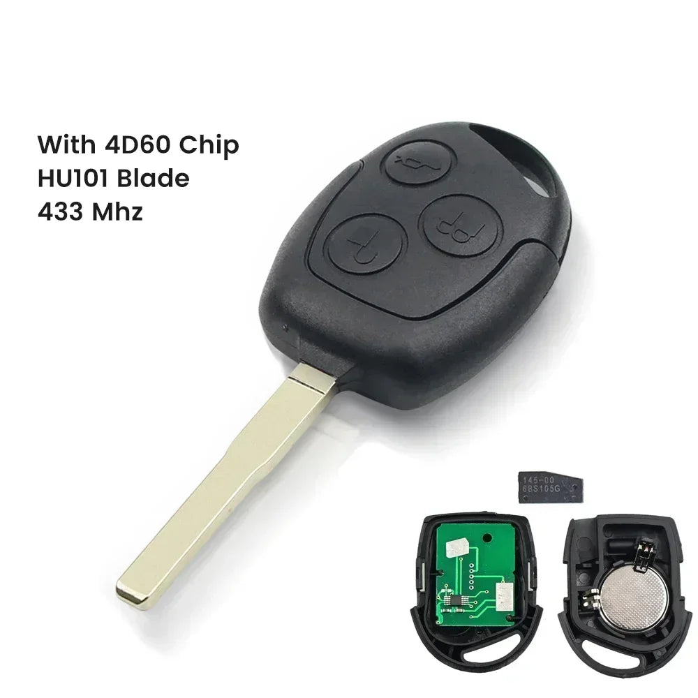 KEYYOU With Cutting Service Remote Car Key For Ford Focus Fiesta Mondeo Fusion Transit KA 2001 2002-2008 433MHz 4D60 4D63 Chip