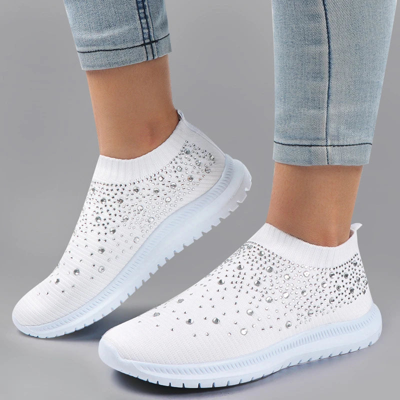 Women's Pink Casual Shoes Breathable Mesh Platform Sneakers Slip-on Flying Shoes Women Tennis Shoes Lightweight Female Shoes