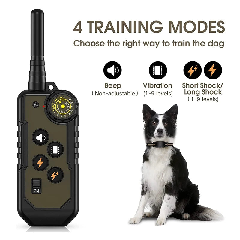 Electric Dog Training Collar Rechargeable Training Dog Collar With Shock Vibration Sound Waterproof Pet Remote Control Collar