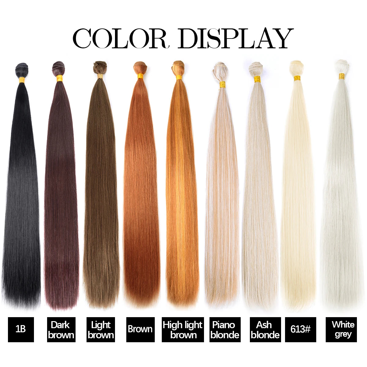 Straight Hair Bundles Extensions Smooth Ombre Hair Weaving 24Inch Super Long Synthetic Straight Hair Bundles Full to End