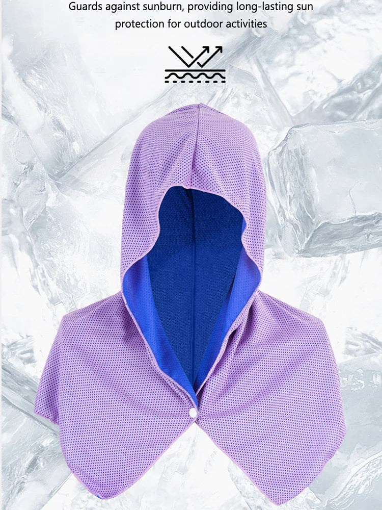 Cooling Hoodie Towel- Hood Towel, Evaporative Cool Technology, Cools Instantly When Wet, , Great for Sports, Fitness, Gym
