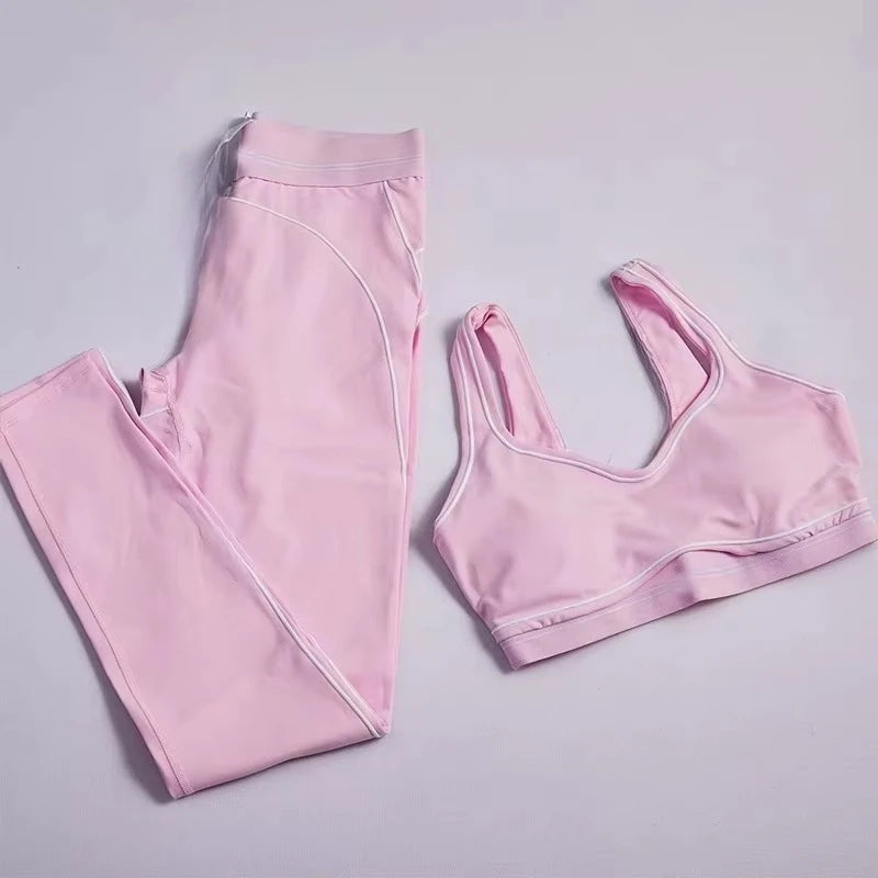 Women 2 Pieces Sports Set Seamless Tank Top High Waist Scrunch Seamless Shorts Sport Suit Workout Yoga Exercise Athletic Outfit