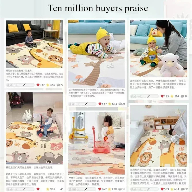 Thicken 1cm/0.5cm Baby Crawling Play Mats 200*180cm Folding Mat Carpet Play Mat for Children's Safety Rug Toys Gift Have Creases