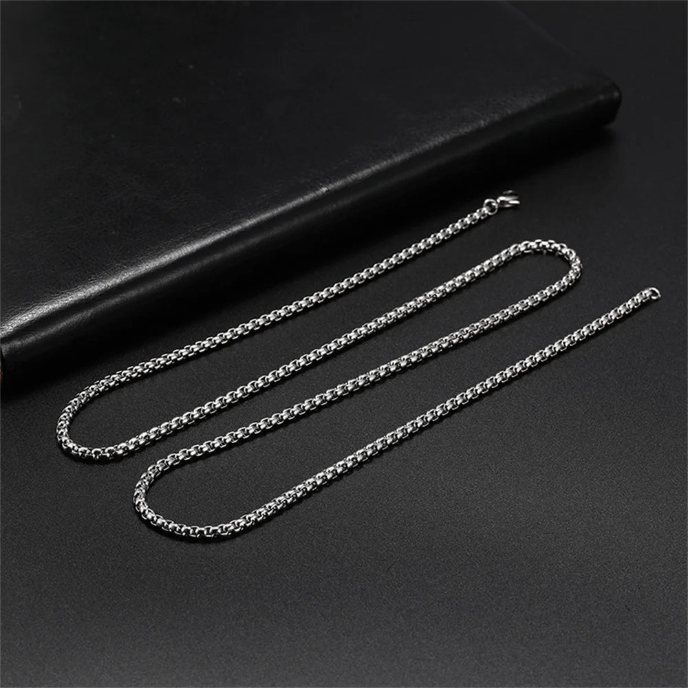 My Shape 10 pcs 60cm Box Chain Necklaces for Men 24 Inch Box Chain 2-3mm Chains Chokers Steel Color Fashion Jewelry Boys Gifts