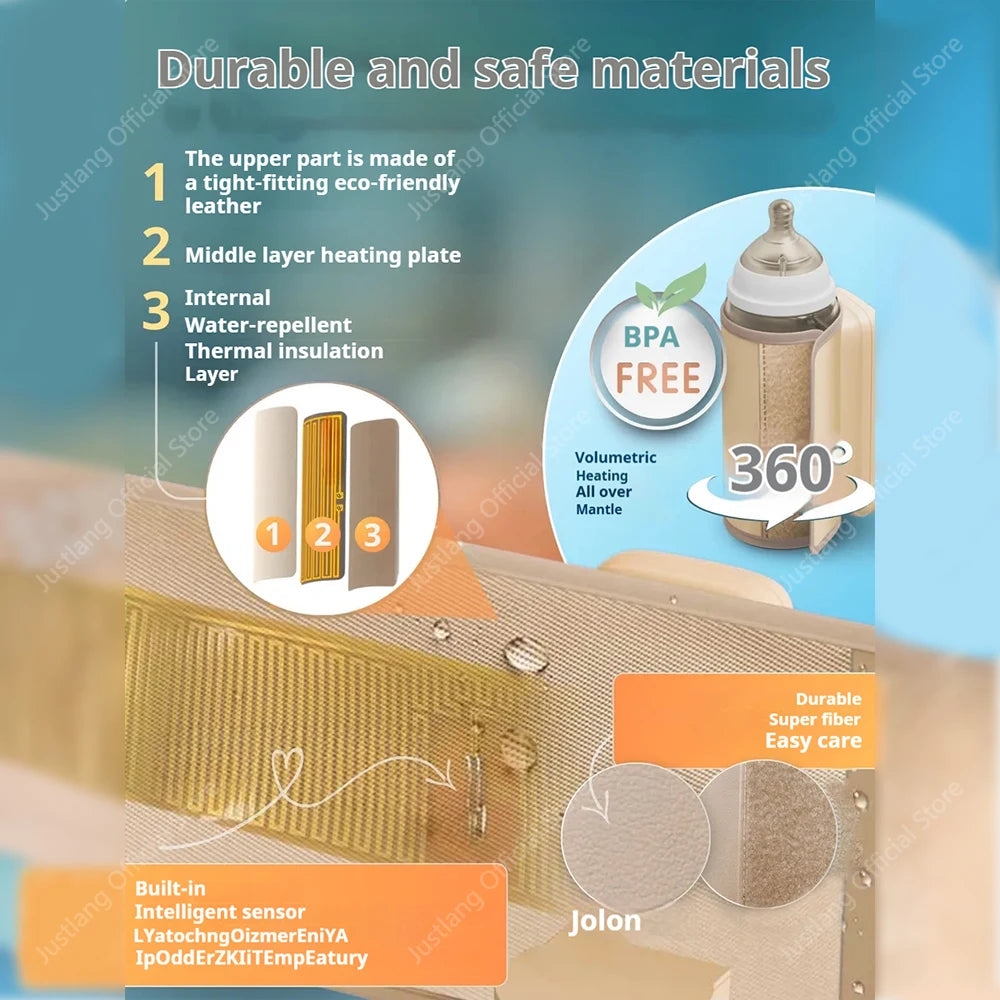 JUSTLANG Smart Voice Control Baby Bottle Warmer 7 Heat Level 8000mAh Multifunction Breast Milk Warmer Accurate Temperature