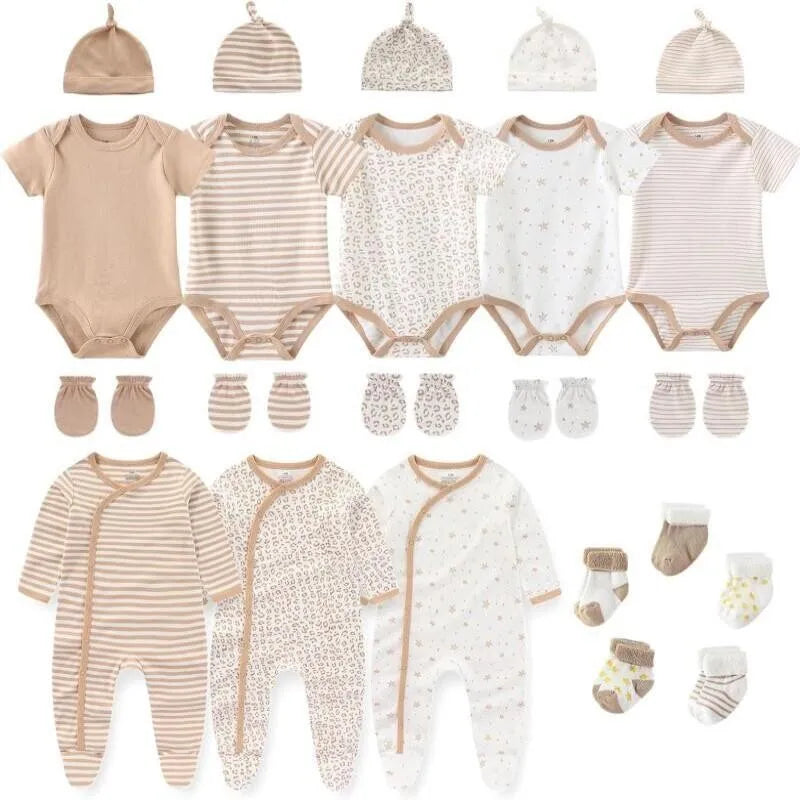 23 Pieces 0-12M Baby Girl Clothes 100%Cotton Jumpsuit+Hat+Gloves+Socks Baby Boy Clothes Newborn Baby Gift Set Animal