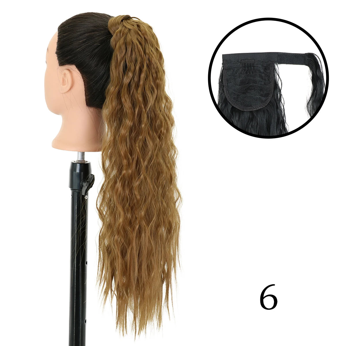 LANSA Synthetic Long Curly Ponytail Natural Puff Wrap Around Clip In Ponytails Hair Extensions Black Brown Ponytail For Women
