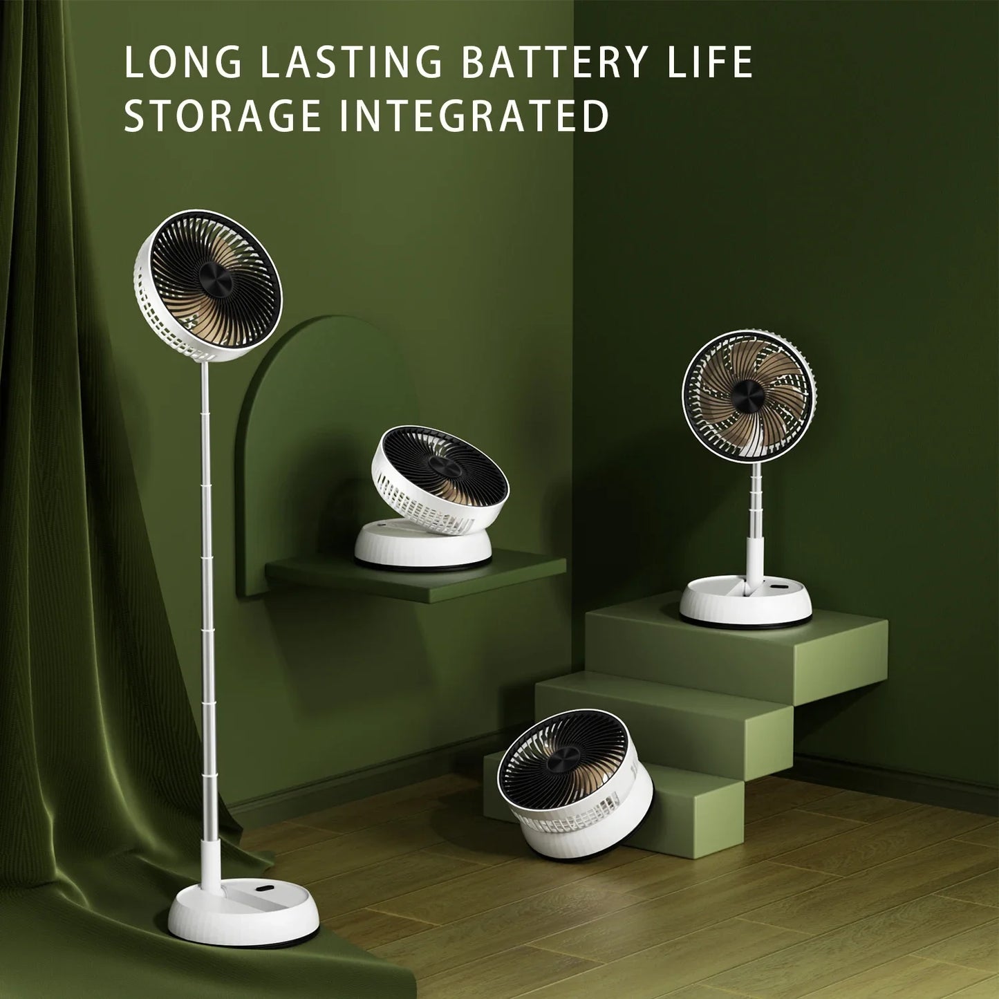 2026 Remote control retractable folding vertical fan USB outdoor camping convenient fan 180 °+90 ° shaking 8-inch desktop fan