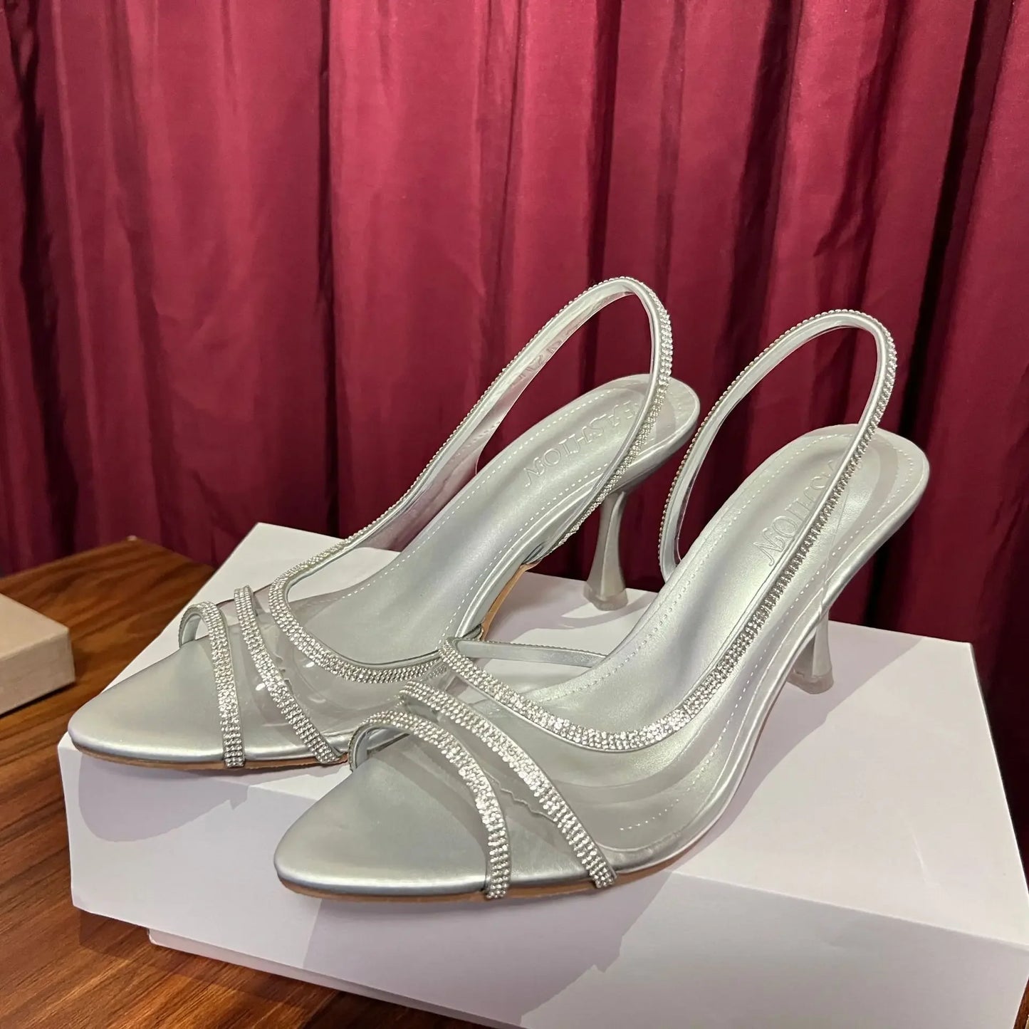 Transparent Water Diamond Women's Sandals Summer 2025 New Style Versatile Fish Mouth Pointed Toe Elegantly Exposed Toe Stiletto