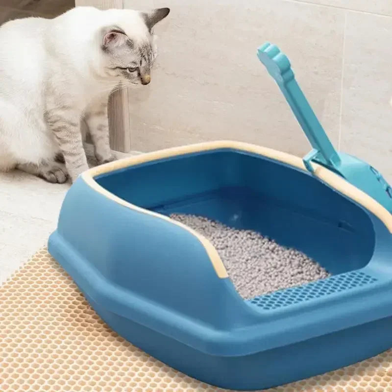 Semi Closed Plastic Sand Box Large Capacity Cat Litter Box For Cats Pet Toilet Anti Splash Cat Tray Cleaning Bath Basin Supplies
