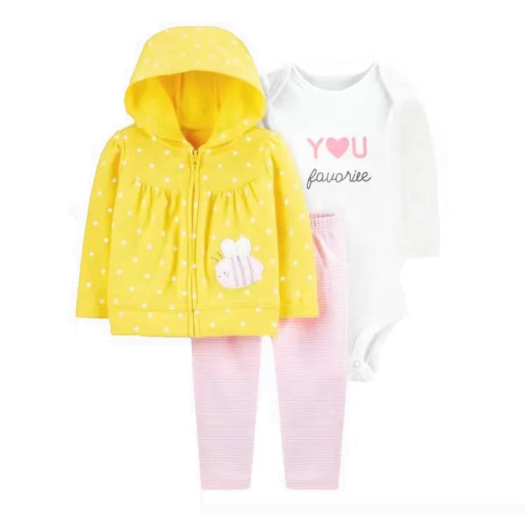 3-piece Suit Summer Baby Clothes Sets Baby Short Sleeve Shorts Cover Clothes Cute Girls Bebe Children Cotton 100% Clothing 6-24M