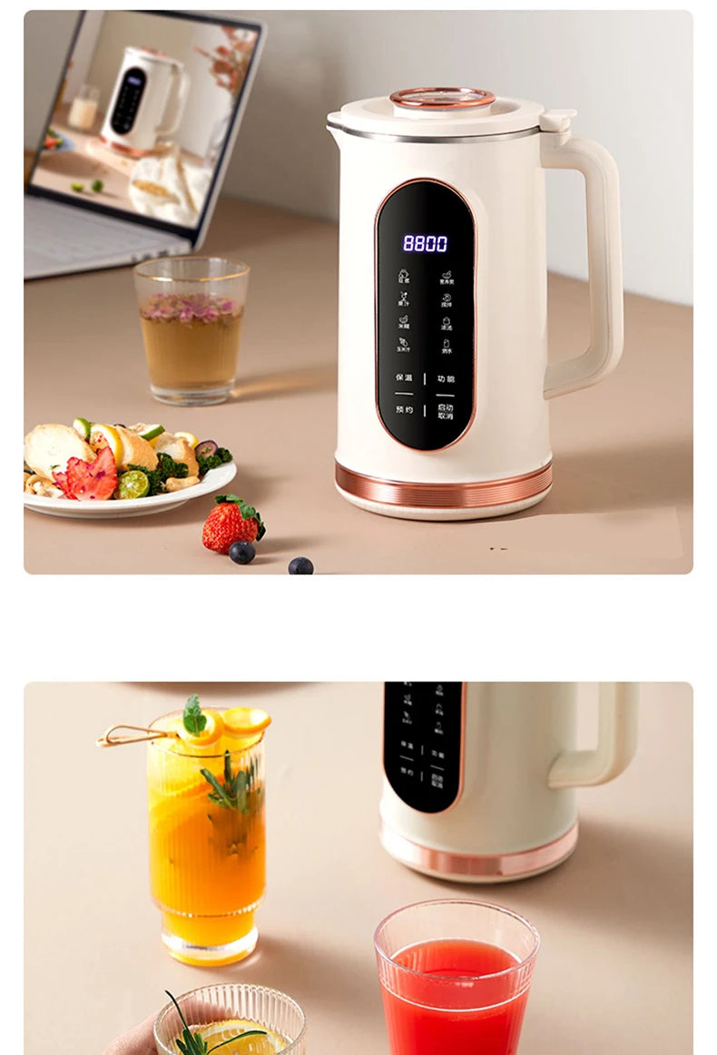 1500ml Multi-Function Electric Soy Milk Maker with Large Touchscreen Display, 10-Blade Mixer, Blender, and Nut Milk Maker