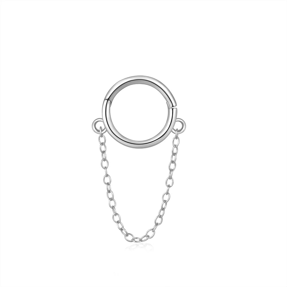CANNER 925 Sterling Silver Simple Tassel Circle Piercing Hoop Earrings For Women's 18k Gold Ins Earrings Fine Jewelry Party Gift