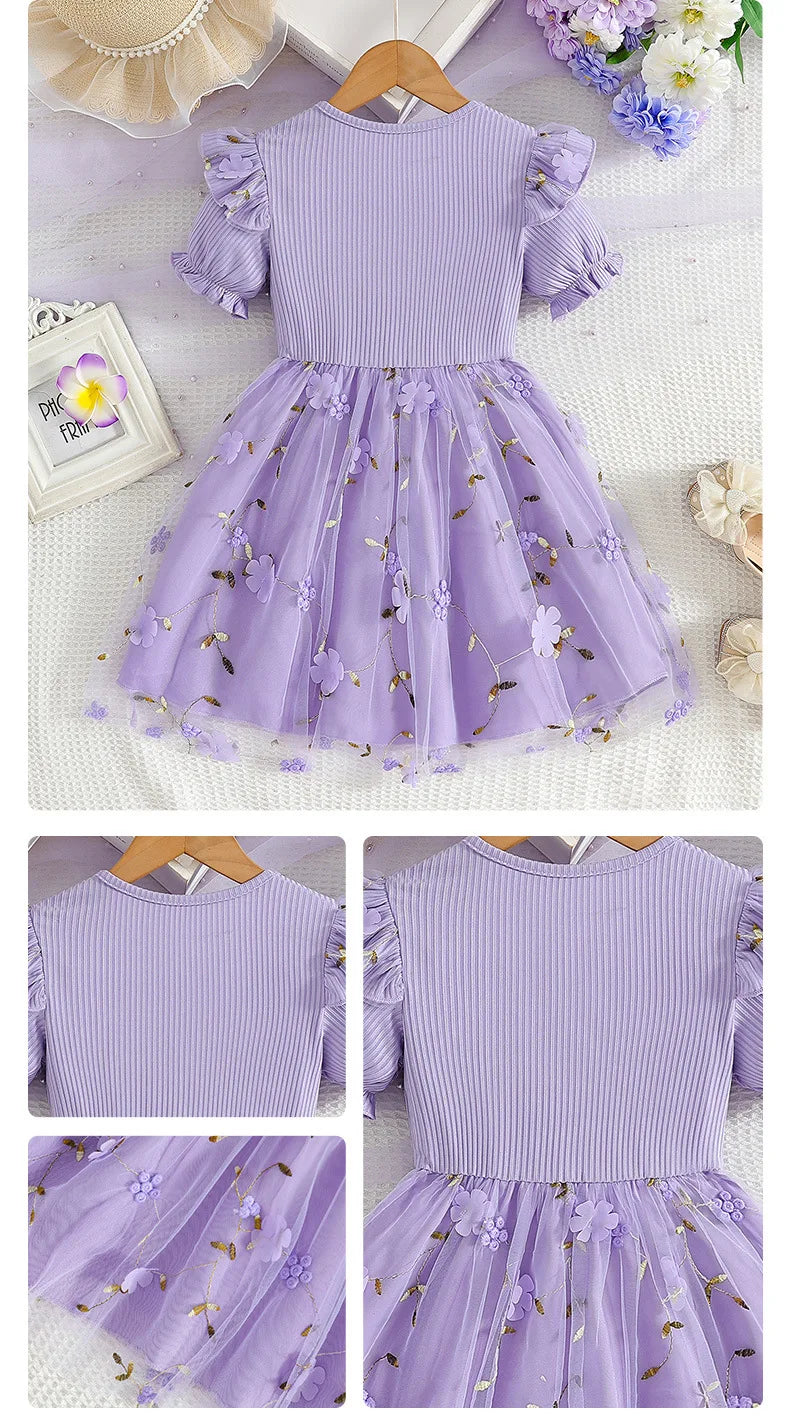 Korean Style Polka-dot Summer Dresses for Girls Cute Layered Sleeveless Casual Baby Kids Dress Baby Girls Clothes