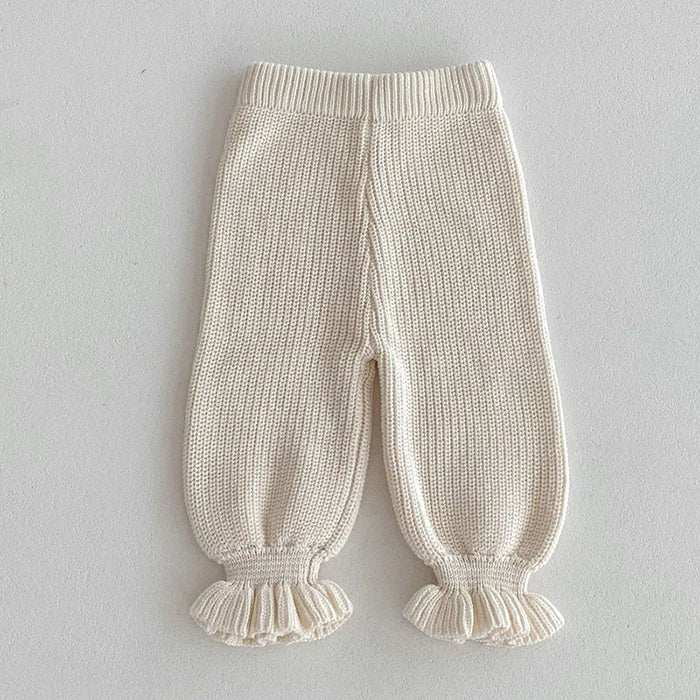 2024 New Autumn Toddler Baby Girl Knitting Clothes Suit Long Sleeved Solid Color Knitted Sweater+Pants Children Clothes Set