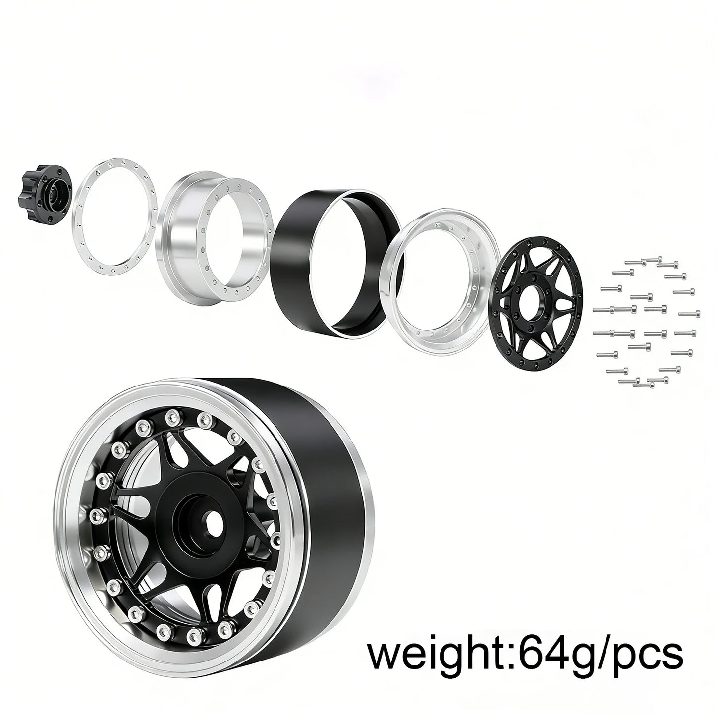 1.9" Adjustable Offset CNC Aluminum Beadlock Wheels for 1/10 RC Crawler TRX4 TRX6 SCX10 GEN8 RC4WD D90 Upgrade Parts