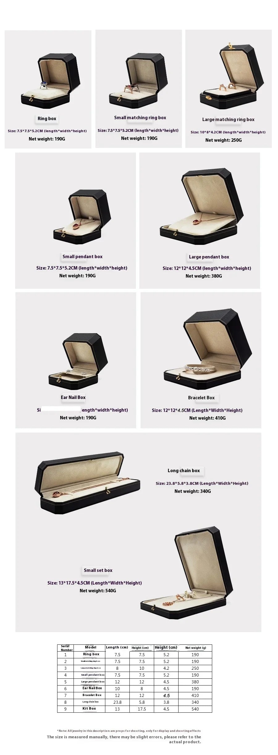 Customizable LOGO Vintage Octagonal Gold Text Storage Box Ring Earnail Bracelet  Jewelry Packaging Case Collection Storage Box