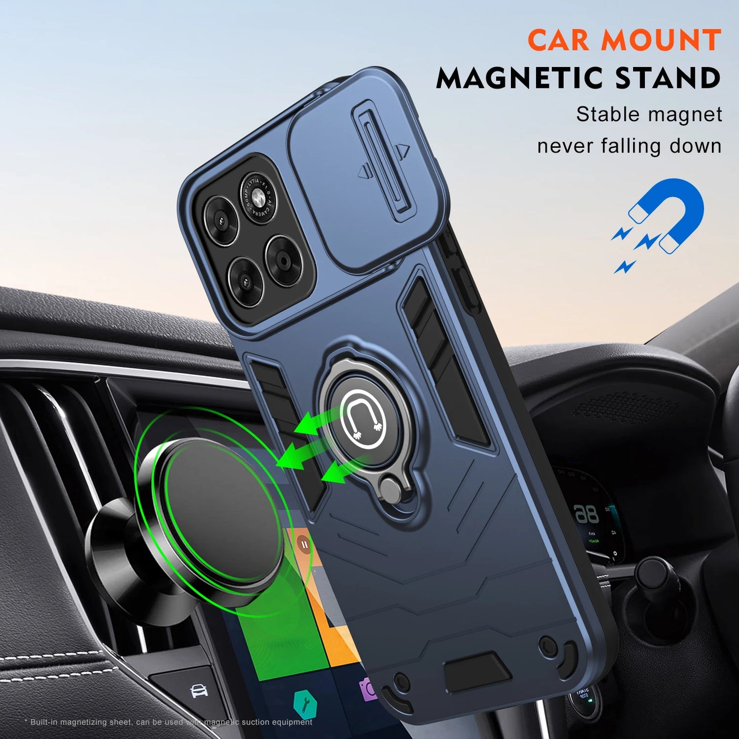 Sliding Window Metal Finger Holder Case for Motorola Moto G67 G77 G86 G56 G17 Power Shockproof Armour Camera Protection Cover