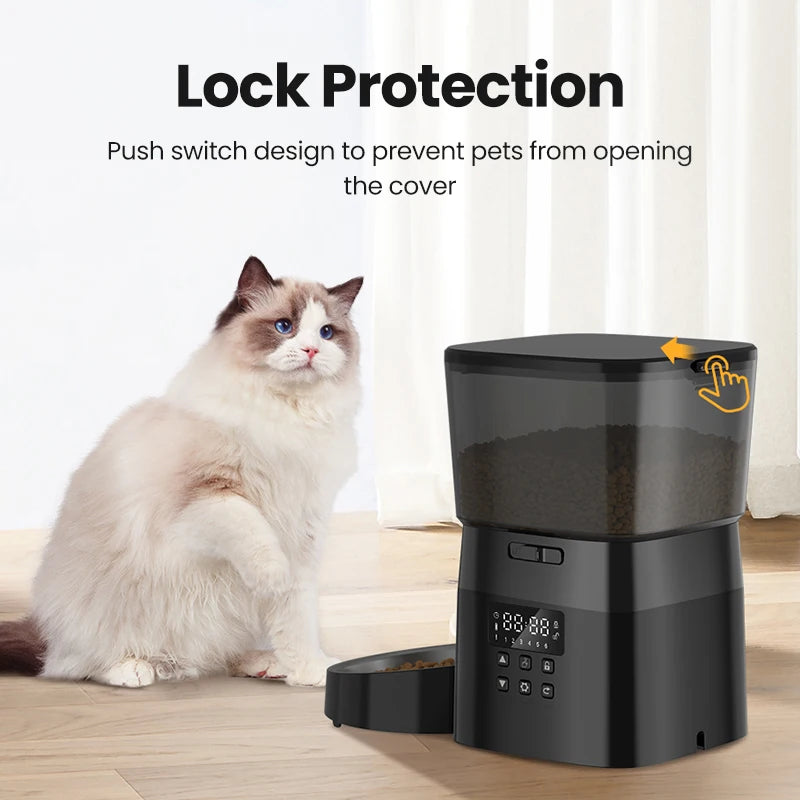 ROJECO Smart Dog Feeder Automatic Dog Food Kibble Dispenser Button Version for Pet Cats Auto Food Container Dog Feeding Supplies