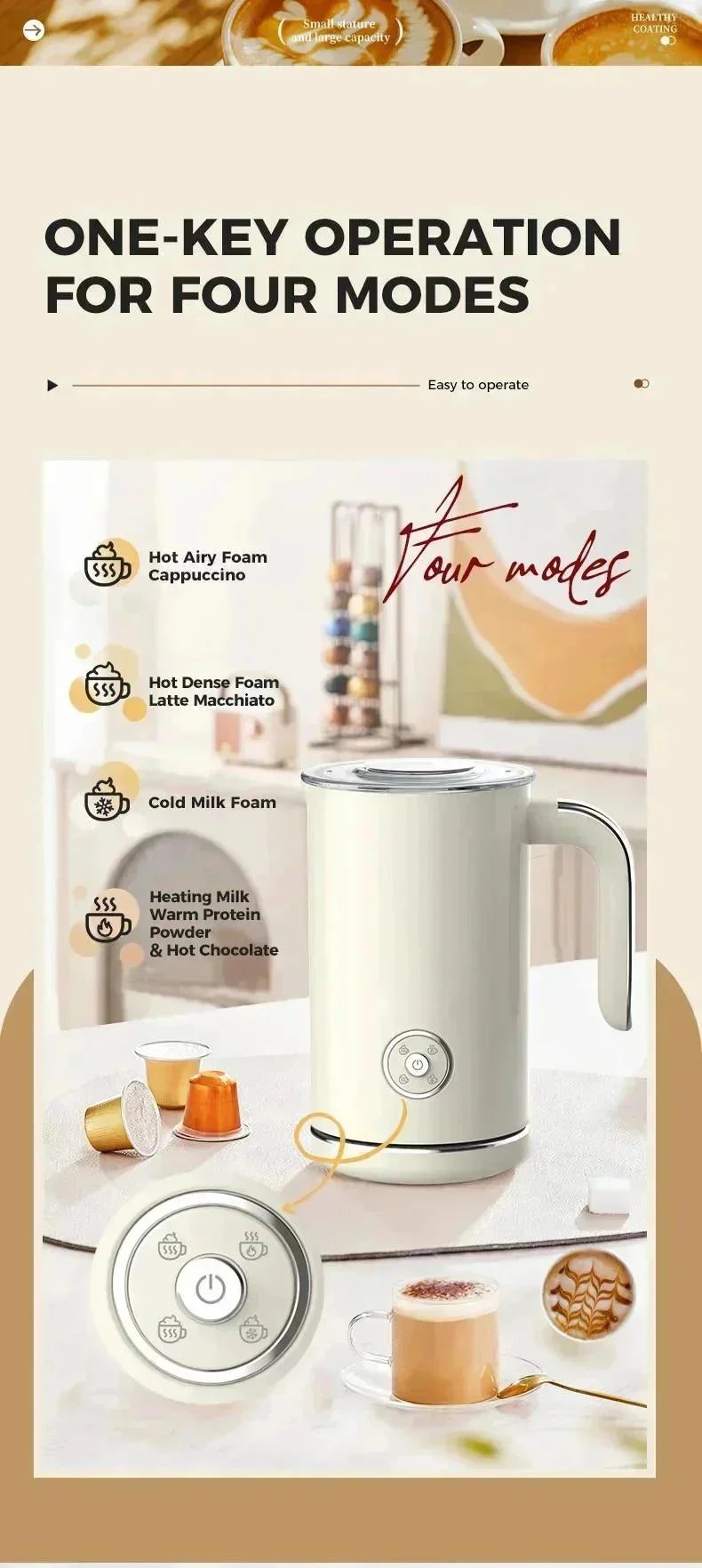 220V 240ml 4in1 Electric Milk Frother Home Automatic Milk Frother Italian Coffee Machine Milk Frother Hot And Cold Mixing Cup
