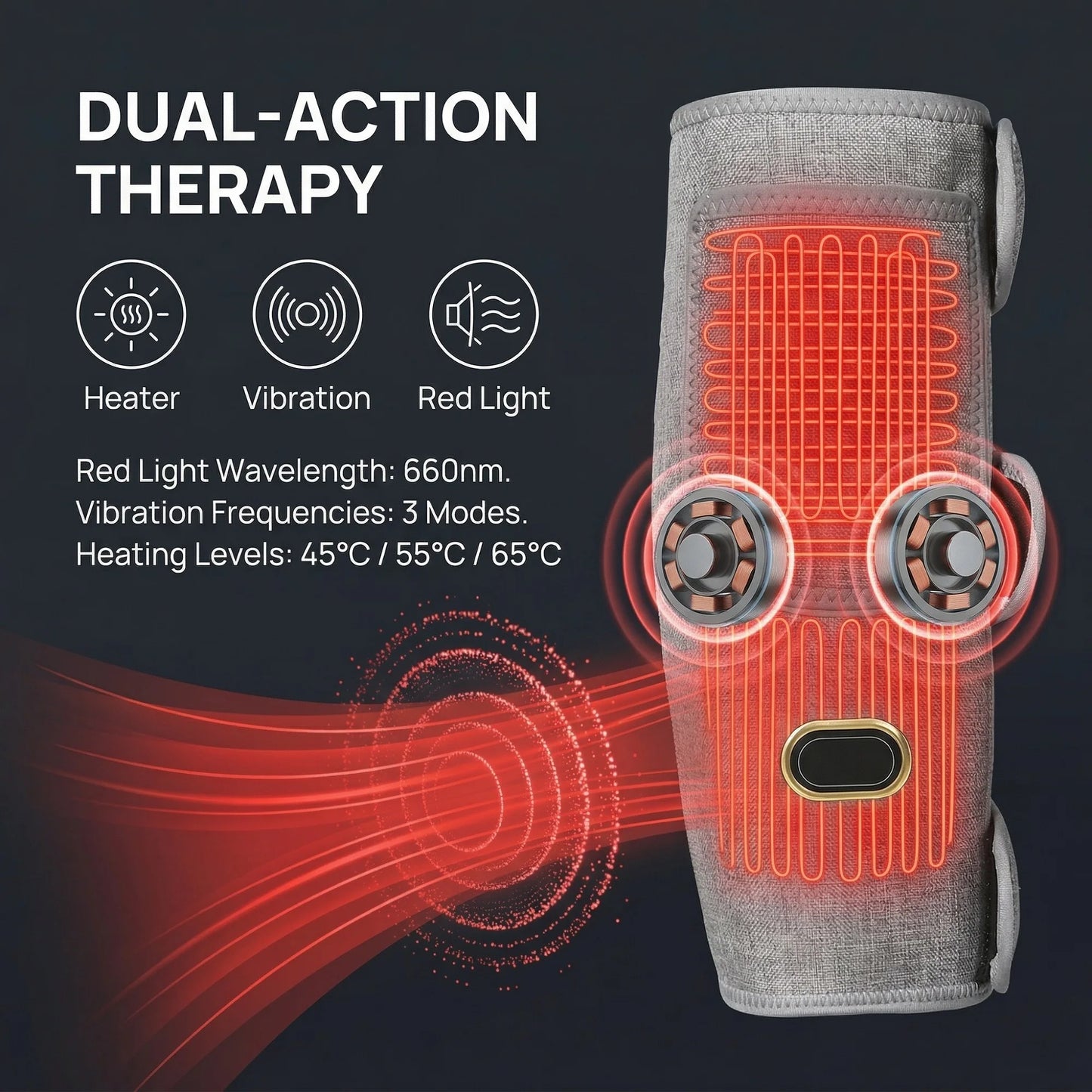 Red Light Heated Elbow Massager Brace-3 Gear Timer Vibration Relieves Muscle Relaxation Elbow for Fitness Fans Seniors