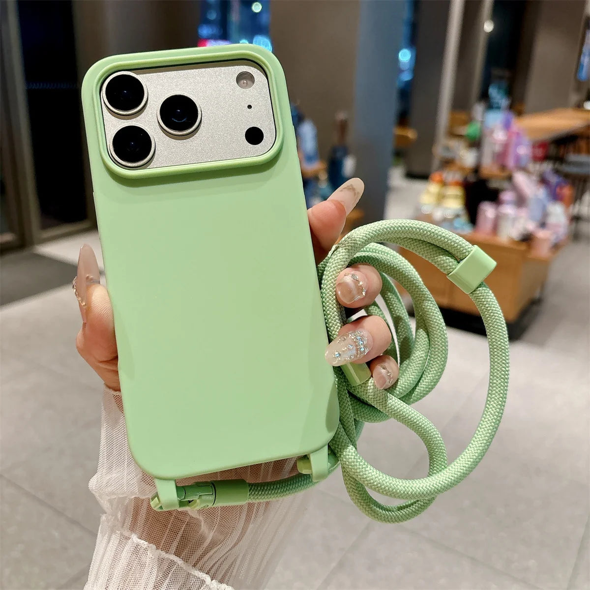 Silicone Phone Case for IPhone 17 Air 16 16E 15 14 Plus 11 13 12 Mini Pro Max Crossbody Lanyard Candy Color Soft TPU Back Cover