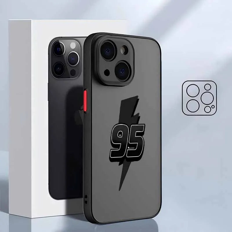 Cars L-Lightning M-McQueen For iPhone 17 Air 16E 16 15 14 13 12 11 8 7 mini Pro Max Plus Frosted Translucent Soft Phone Case