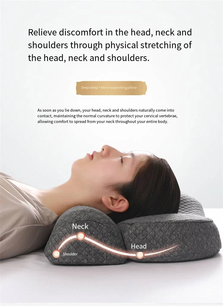 Cervical Pillow Memory Foam Core, Ergonomic Curve Design, Enhanced Neck Contour, Head Support, Relieves Fatigue