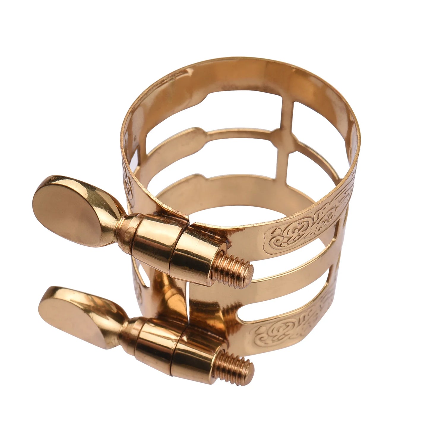 Copper Double Screw Adjustment Saxophone Ligature Compact Sax Ligature with Mouthpiece Cap for Alto Saxophone Accessories