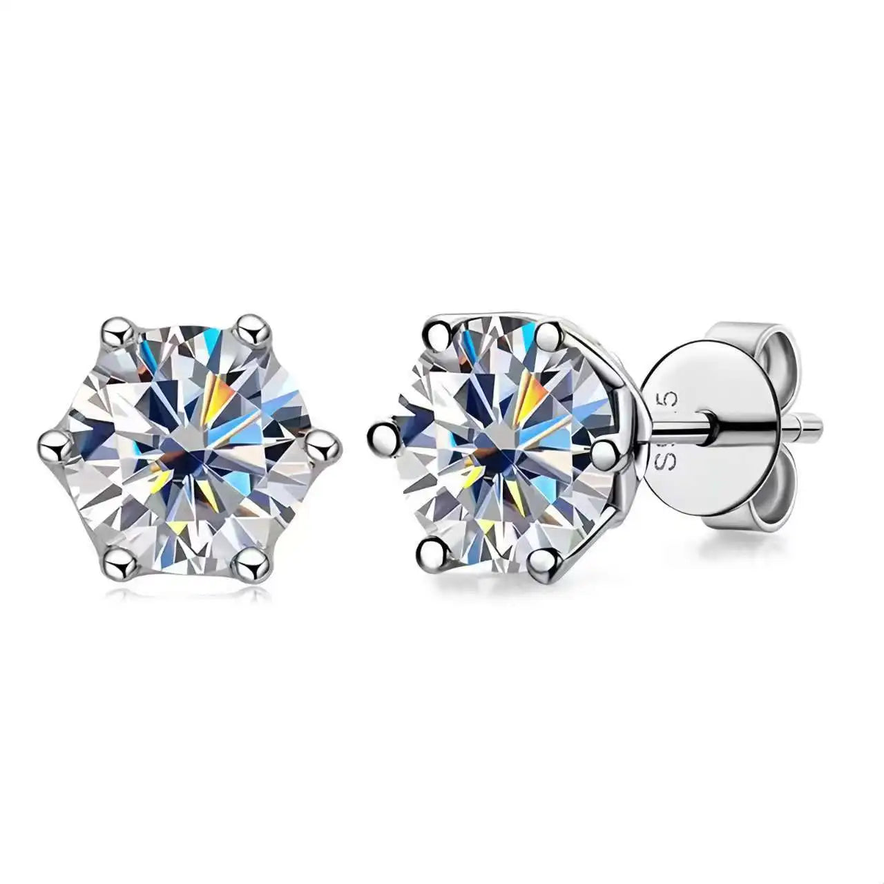 1Ct Vvs D Color Moissanite Russian Cut 8H8A Lab Diamond Stud Earrings for Women S925 Sterling Silver Fine Jewelry