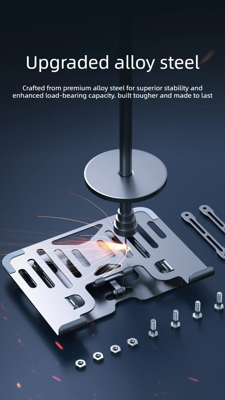 Mobile Phone Laptop Stand 2-in-1 Height Increasing Vertical Heat Dissipation Folding Office Adjustable Steel Stand