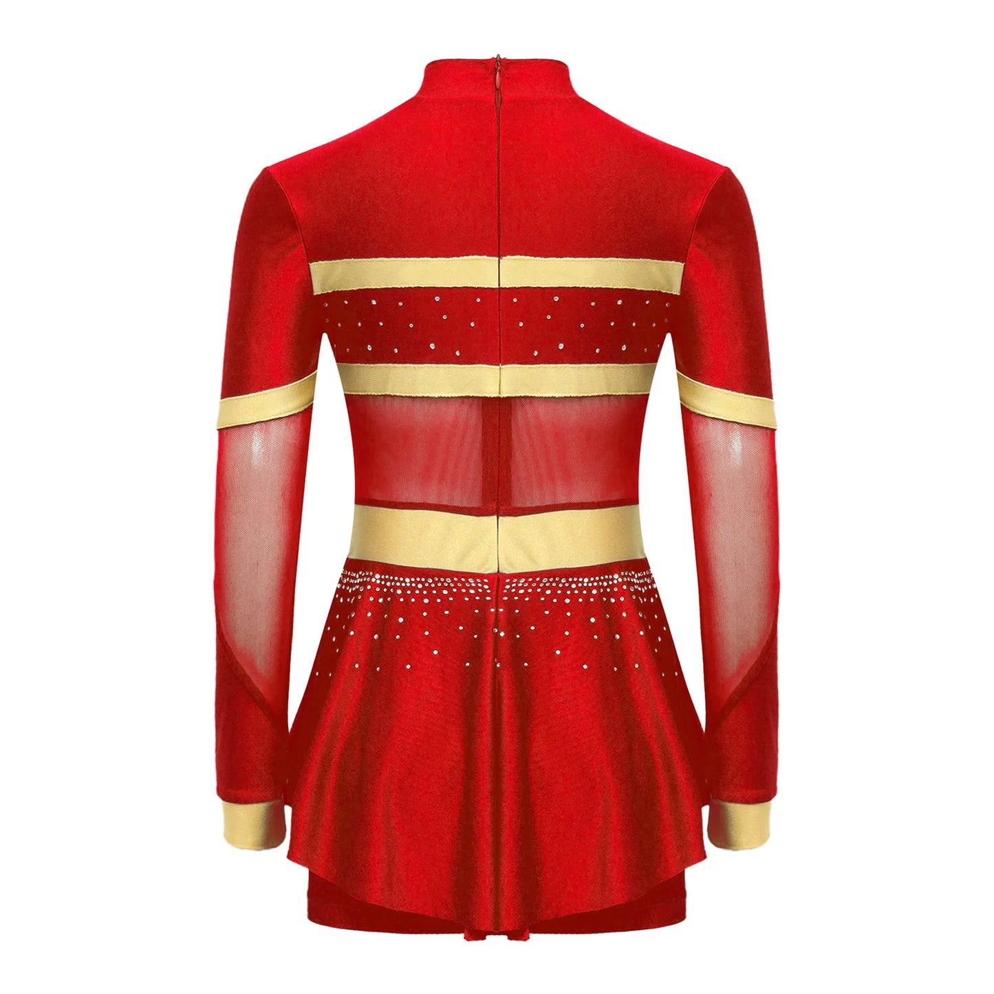 Girls Cheerleader Costume Long Sleeve Cheerleading Uniform Children Cheer Dance Dress Hand Flower Socks Stage Dancewear Sets