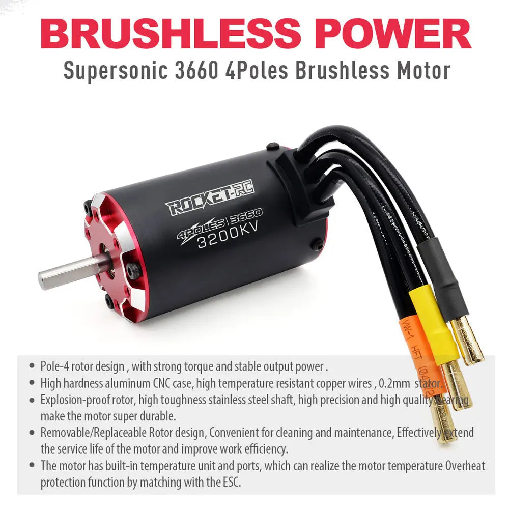 RC motor Rocket V2 supersonic Brushless Motor w/ Temp Sensor 3650 3660 3665 3670 3674 for 1/8 1/10 RC Car
