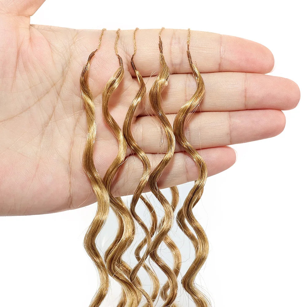 27 Honey Blonde Color Deep Wave Crochet Hair Extensions Knotless Pre-Separated Burmese Curly Feather Crochet 100%  Human Hair