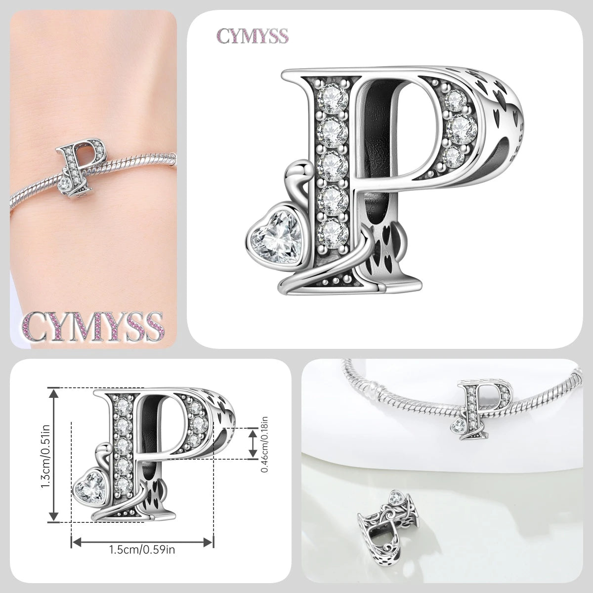 2026 New 925 Sterling Silver Zircon Scroll Grass Pattern 26 Letter Bead Charms for Women Fit DIY Bracelet Necklace Jewelry Gift