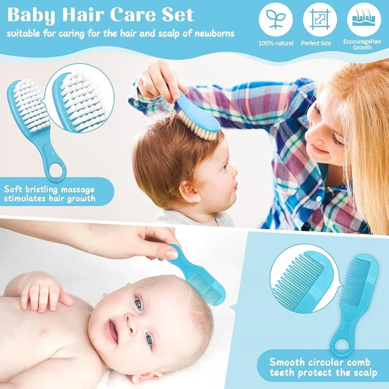 Baby Care Kit Kids Hair Nail Healthcare Thermometer Grooming Brush Kit Clipper Scissors Nail clipper Newborn Care Cleaning Set