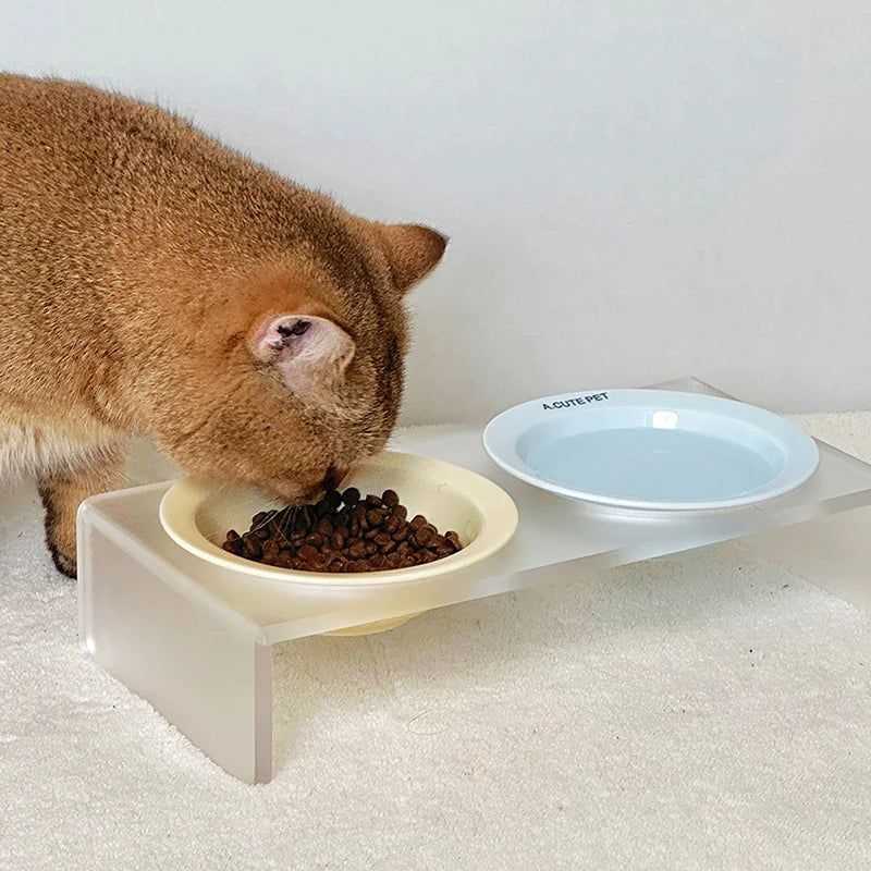 【E】Ceramic Pet Cat Bowl Pet Drinking Water Feeding Bowl Ceramics Cat Food Dog Food Utensils Cat Dog Pet Supplies Accessories